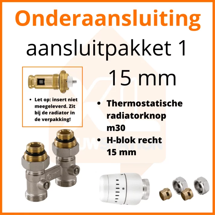 Onderblokken voor onder-aansluiting paneelradiatoren