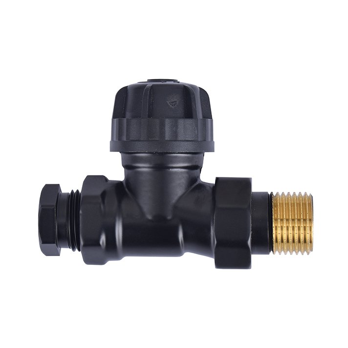Thermostatisch ventiel zonder knop 1/2", recht, inclusief adaptor, mat zwart
