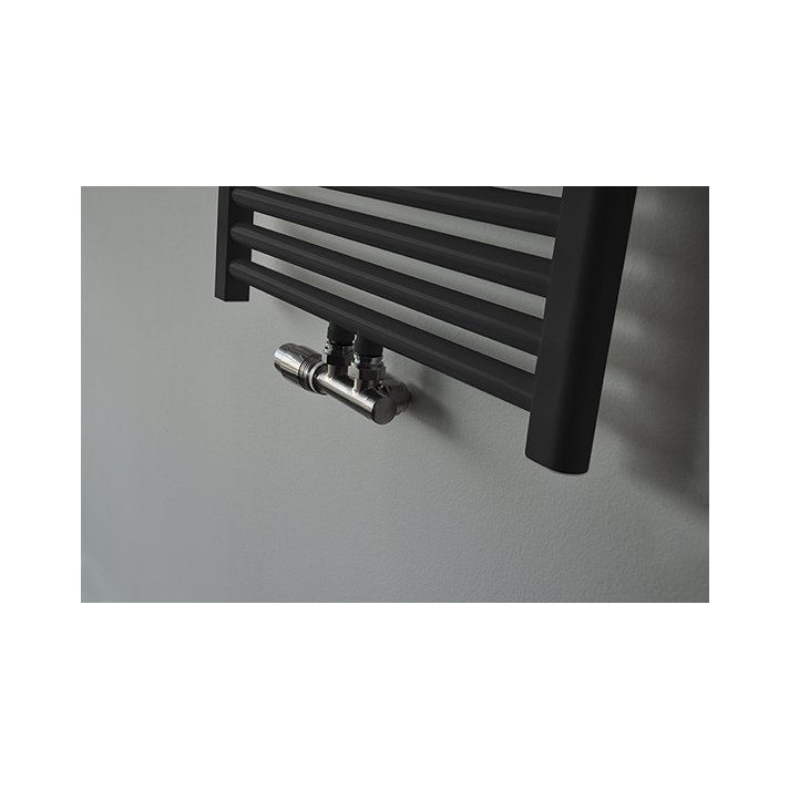 Riko Set thermostatisch onderblok, haaks-links, geborsteld staal