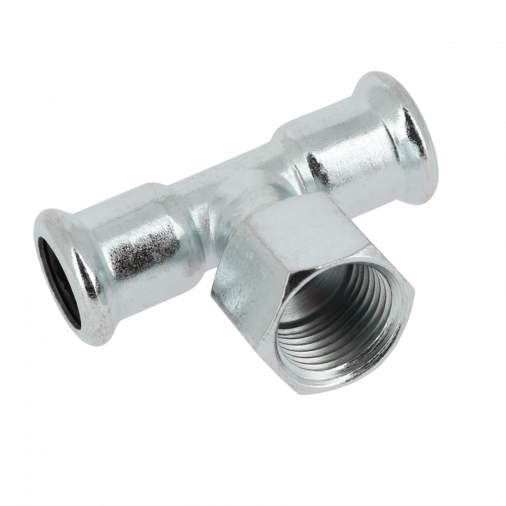 Bonfix Staalverzinkt Press x Binnendraad x Knel T-koppeling (CV) | 35 x 1/2 x 35