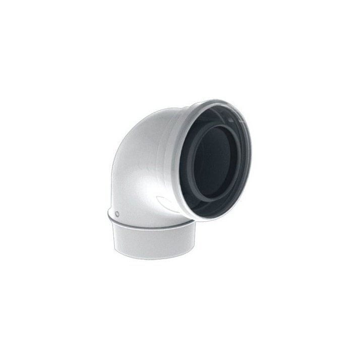 TwinSafe Bocht 90° Ø60/100 mm Concentrisch Wit PP