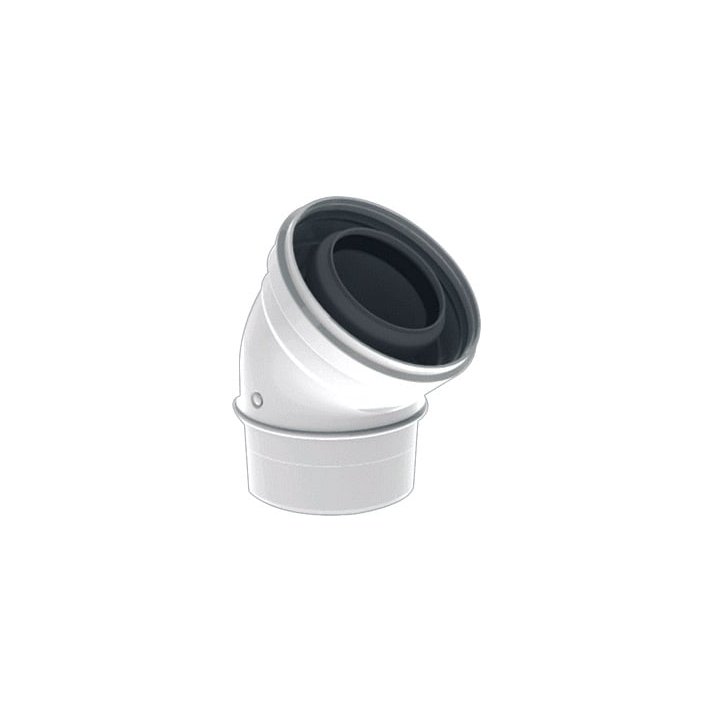 TwinSafe Bocht 45° Ø60/100 mm Concentrisch Wit PP