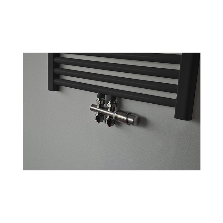 Riko Set thermostatisch onderblok, haaks-rechts, geborsteld staal