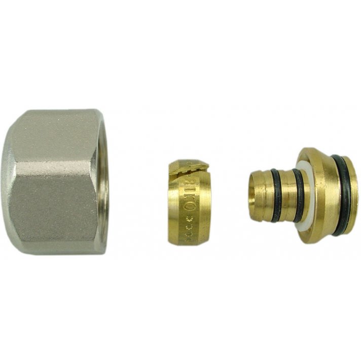 TP-99 adaptor voor Alu-Pex 16 x 2,0 mm Eurokonus, vernikkeld