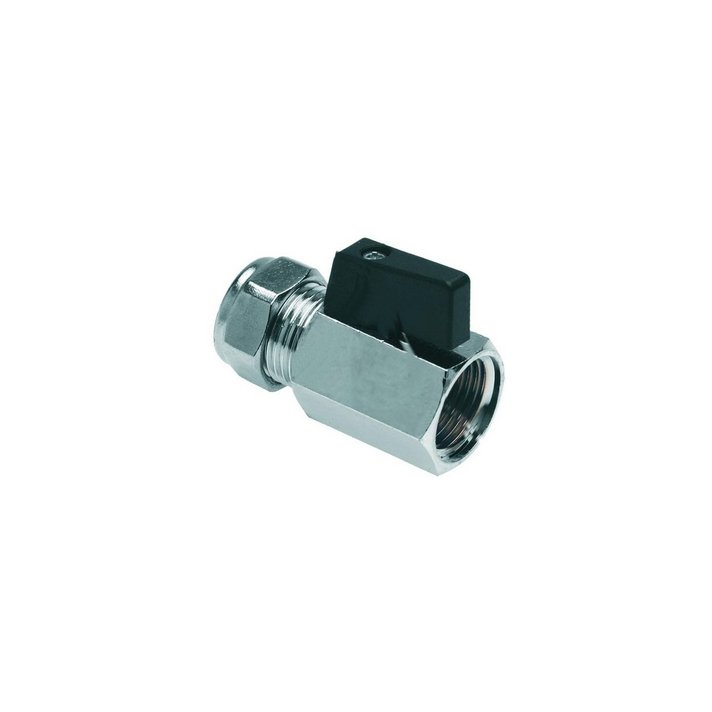 Riko gaskraantje met hendel 15 mm knel x 1/2" binnendraad, chroom