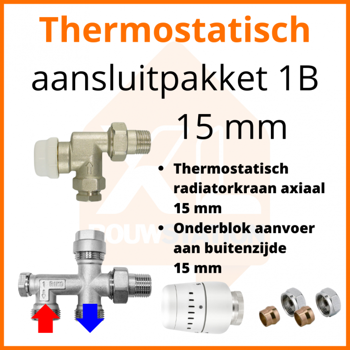 Eco 4 Thermostatisch M30 aansluitpakket 1B t.b.v. 15 mm buis