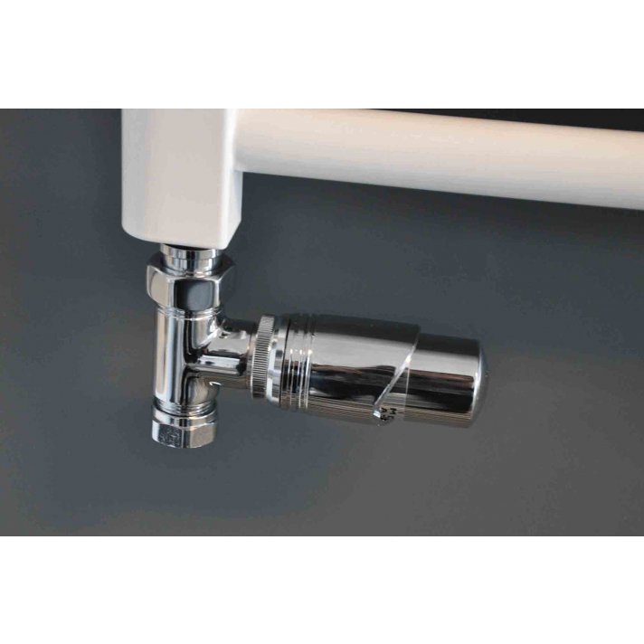 Wiesbaden Luxe thermostatische radiator aansluitset, recht, chroom