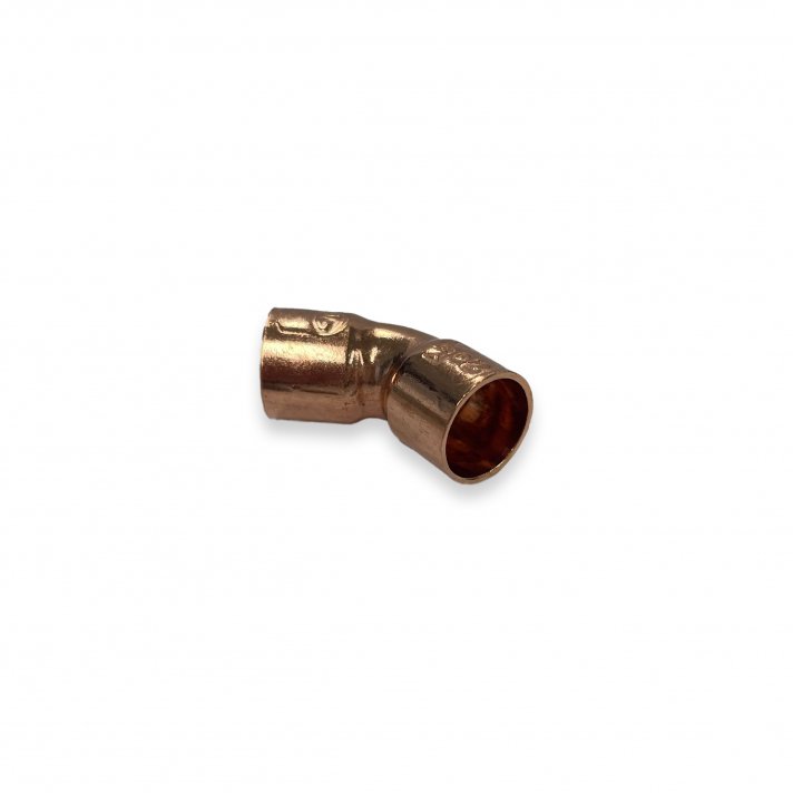 Riko bocht roodkoper 22 x 22 mm, 45 graden