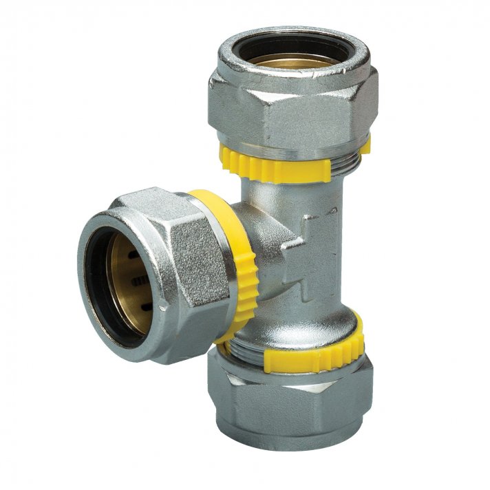 Gaskoppeling PLT T-stuk DN25 x DN25 x DN20