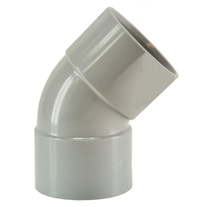 Afvoerbocht dubbele mof 110 mm 45 graden PVC