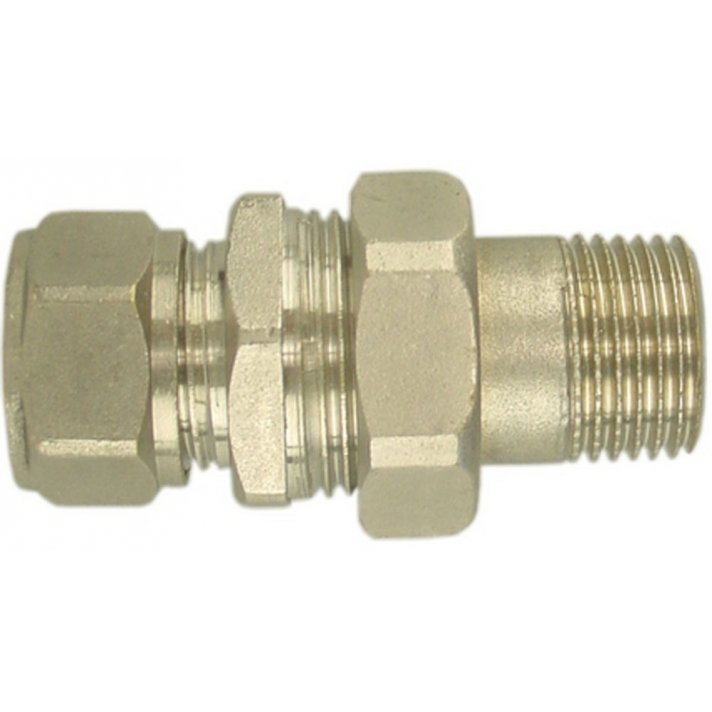 Radiatorkoppeling 3-delig 1/2" x 15 mm knel, recht, vernikkeld