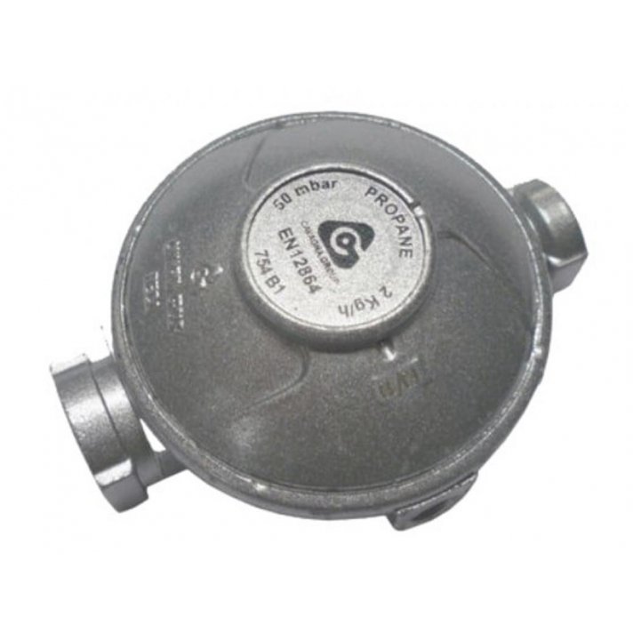 Eentraps drukregelaar 37 mbar, debiet 2 kg/u, 1/4" binnendraad x 1/4" binnendraad