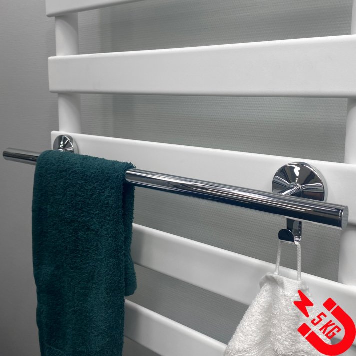 BSXL magnetisch 500 mm handdoekenrek met haakje voor radiatoren – Chroom