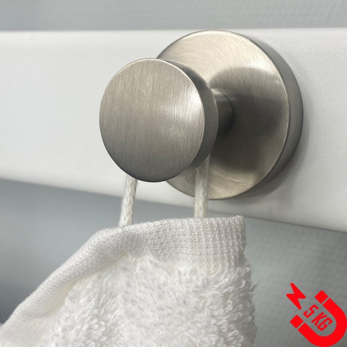 BSXL Magneet-line Nikkel – Magnetische handdoekhaak enkel – grote knop