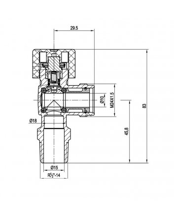 Riko gasaansluitkraan Gastec 1/2" x M24 haaks