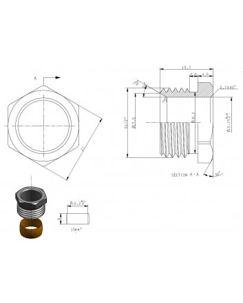 Knelset 1/2" x 15 mm, vernikkeld