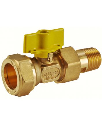 Riko gaskogelkraan 22 mm knel x 1/2" buitendraad
