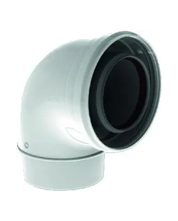 TwinSafe Bocht 90° Ø80/125 mm Concentrisch Wit PP