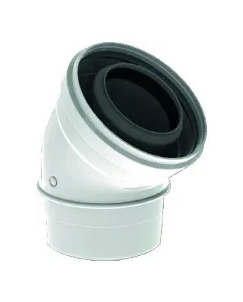 TwinSafe Bocht 45° Ø80/125 mm Concentrisch Wit PP