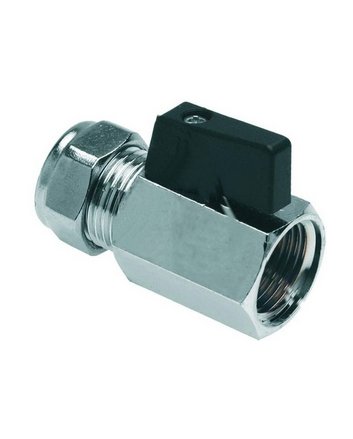 Riko gaskraantje met hendel 15 mm knel x 1/2" binnendraad, chroom
