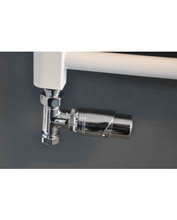 Wiesbaden Luxe thermostatische radiator aansluitset, recht, chroom