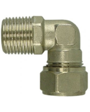 Radiatorkoppeling 1/2" x 15 mm knel, haaks, vernikkeld