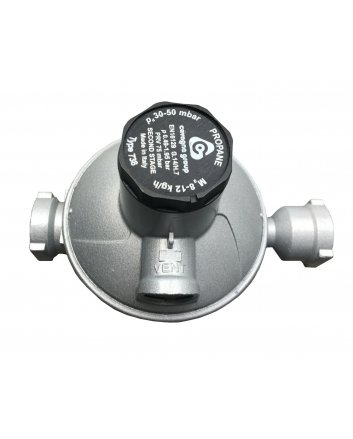 Eentraps drukregelaar 30-50 mbar, debiet 34 kg/u, 1/4" binnendraad x 3/8" binnendraad