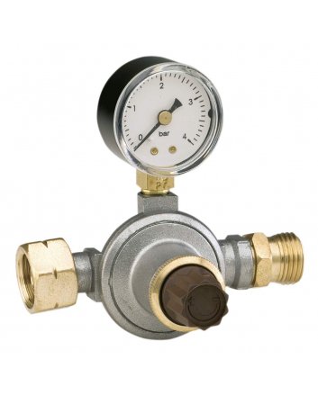 Regelbare flesvoorontspanner met manometer, 0,5-4 bar, debiet 8 kg/u, 1/4" binnendraad x 1/4" binnendraad
