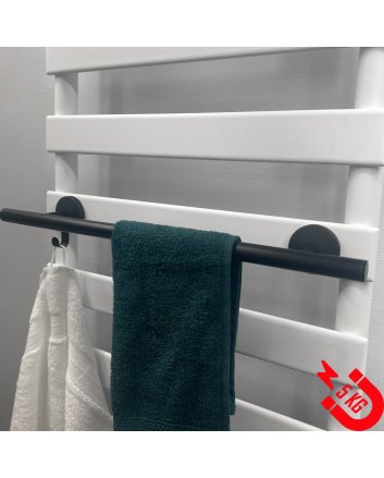 BSXL magnetisch 400 mm handdoekenrek met haakje voor radiatoren – Zwart