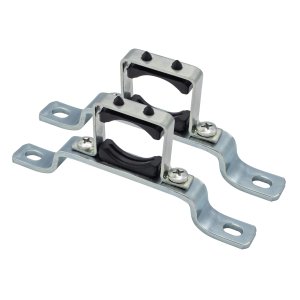 Enkele ophangbeugel voor verdeler messing vernikkeld 1" 2sts/set