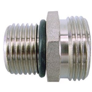 Rd-901 nippels 1/2" buitendraad lang x 3/4" Eurokonus + O-ring, vernikkeld
