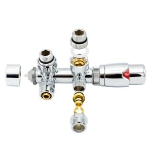 Chrome radiator aansluitset Haaks voor radiatoren met onder aansluiting