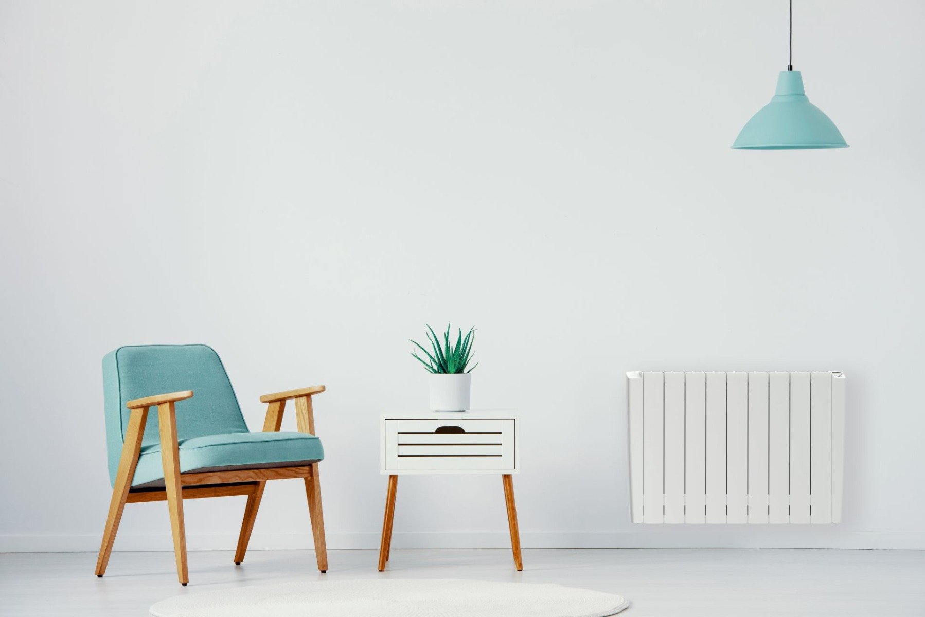 Muur Radiator Aluminium Muur Radiator 2000W 580x1080 Wit + Afstandsbed. | RadiatorKopen